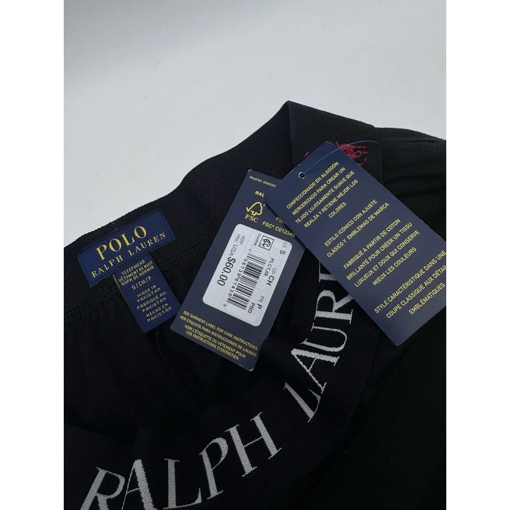 Polo Ralph Lauren Men's Black Mercerized Cotton Jogger Sleep Pants Small NWT